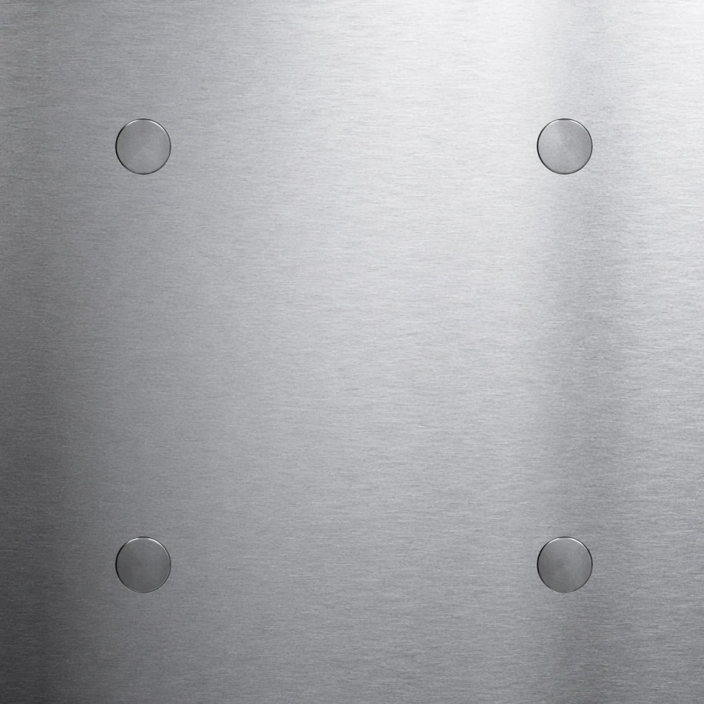 Flush fasteners on a stainless steel panel