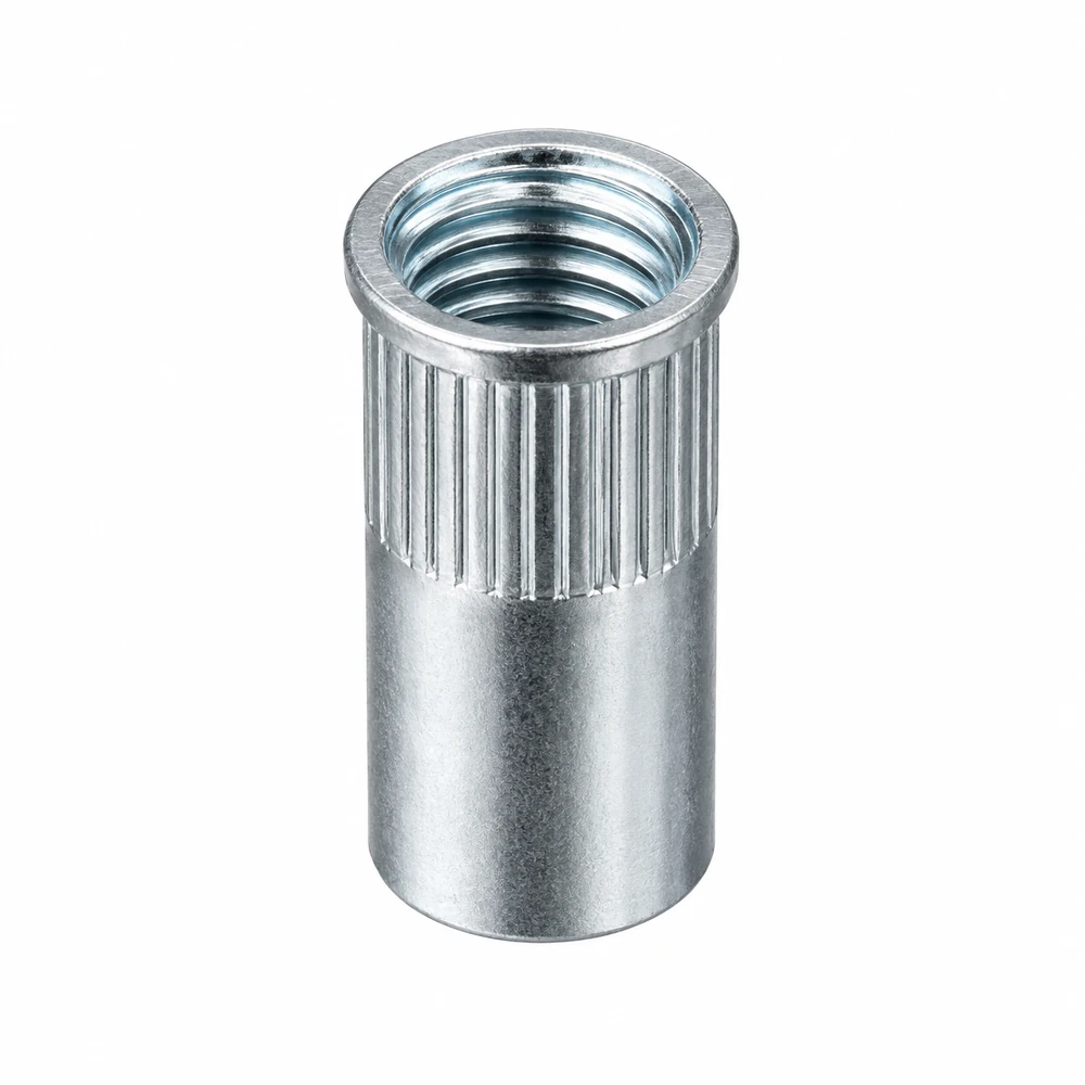 Rivet nut · Reduced head · Knurled cylindrical · Open end
