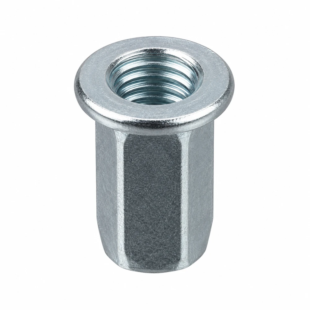Rivet nut · Round / large head · Hexagonal · Open end