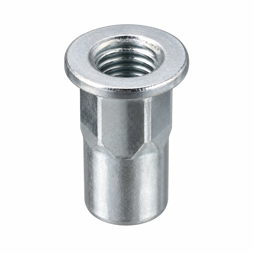 Rivet nut · Round / large head · Half hexagonal, IHB series · Open end