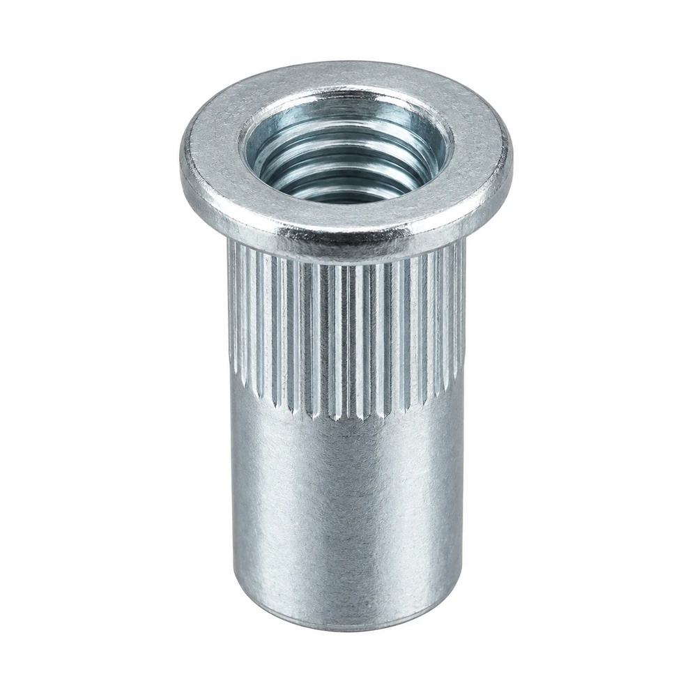 Rivet nut · Round / large head · Knurled cylindrical · Open end