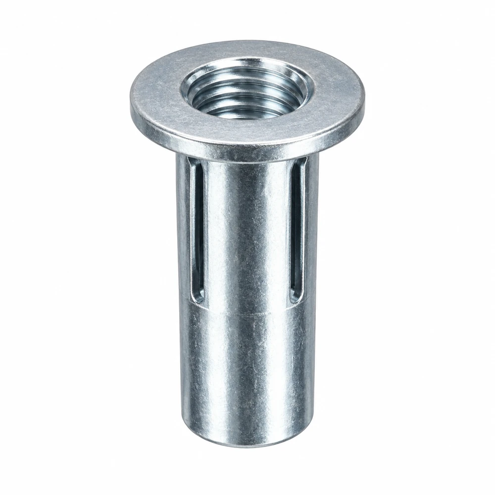 Rivet nut · Round / large head · Slotted body · Open end