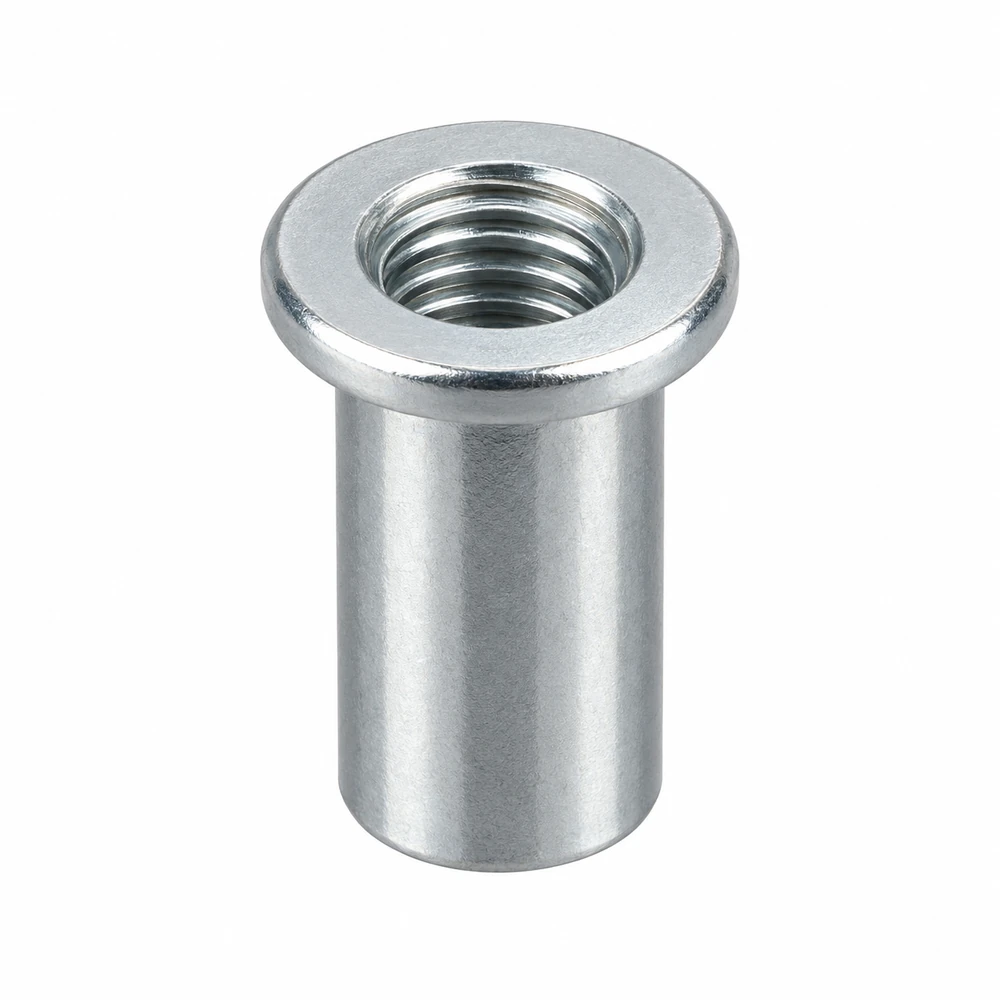 Rivet nut · Round / large head · Smooth cylindrical · Open end