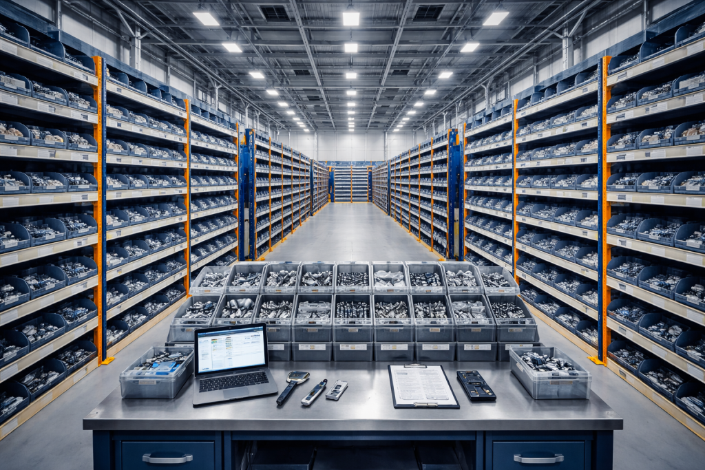 industrial fastener supply chain with organized stock and efficient management