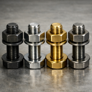 Fastener materials comparison: carbon steel, stainless steel, brass and duplex