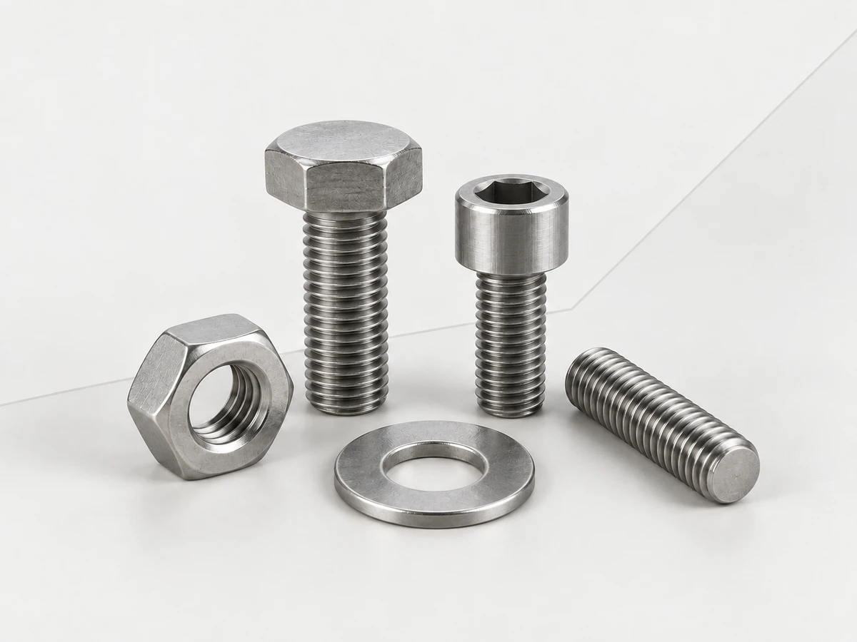 Hex bolt, socket screw, nut, washer and threaded stud