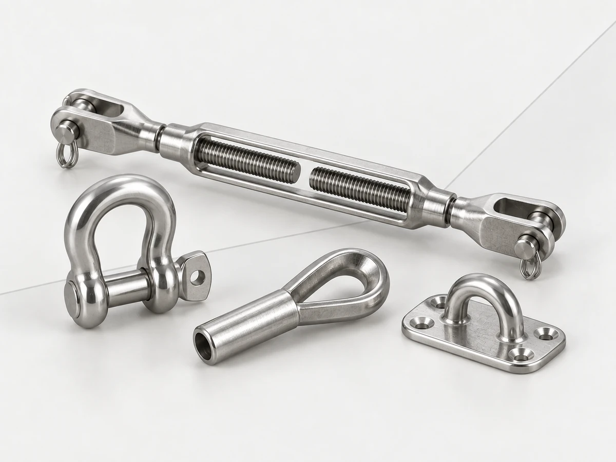 Turnbuckle, shackle and marine stainless hardware